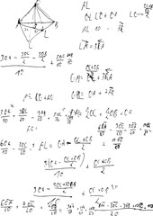 Mathematical equation with geometric figures. Solution of the problem.