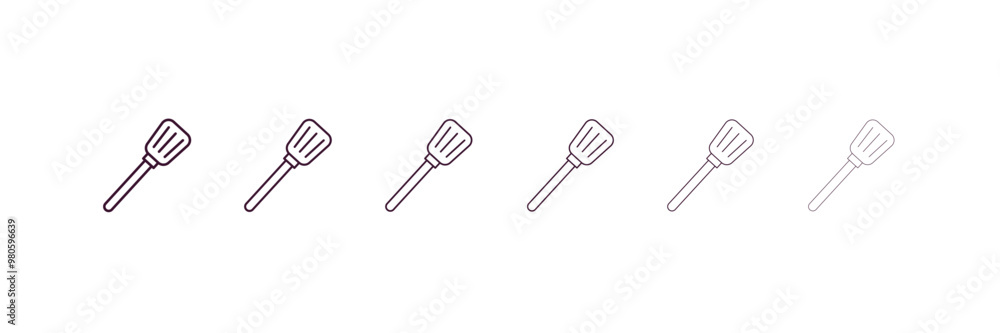 Poster spatula outline icon. linear vector from kitchen concept. 6 different line style spatula icon includ