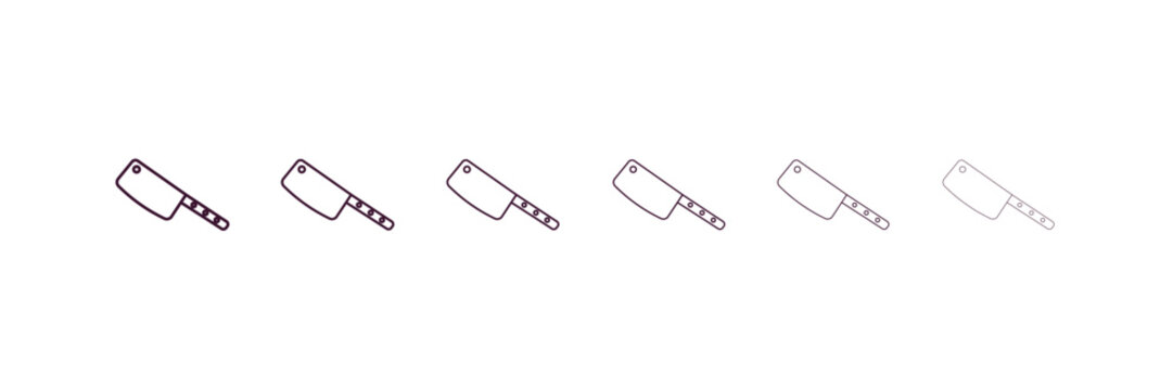 cleaver outline icon. Linear vector from kitchen concept. 6 different line style cleaver icon included thin, light, regular, medium, bold, black