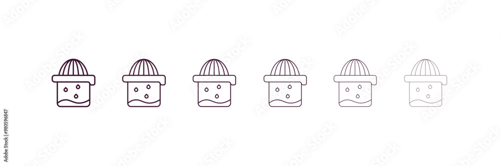 Poster squeezer outline icon. linear vector from kitchen concept. 6 different line style squeezer icon incl