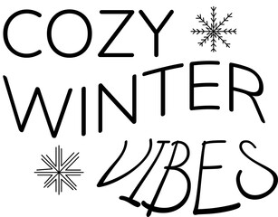 Winter composition, phrase with snowflakes.