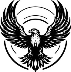 Obraz premium Regal Raptor Eagle Logo - Powerful Monochrome Art, Generated With AI