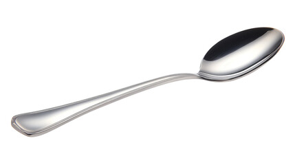 Silver spoon photo stacking side view isolated on transparent background. png file