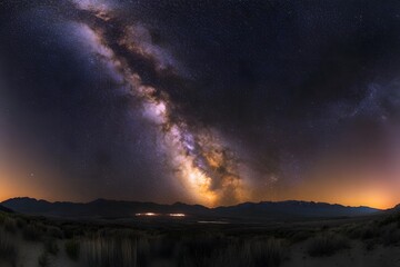 Fototapeta premium Starry sky, Milky Way galaxy at the center of the frame, dark background
