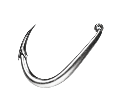 Single fish hook isolated on transparent background. png file