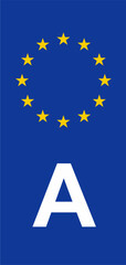 Austrian Euroband with National Symbol: A Double-Headed Eagle on Blue Background, Representing Austria's International Vehicle Registration Identity in Europe.