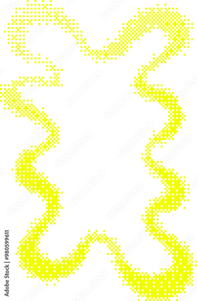 Poster pixel pattern texture wavy frame. bitmap dotted retro abstract border. neon grainy glitch shape. dit