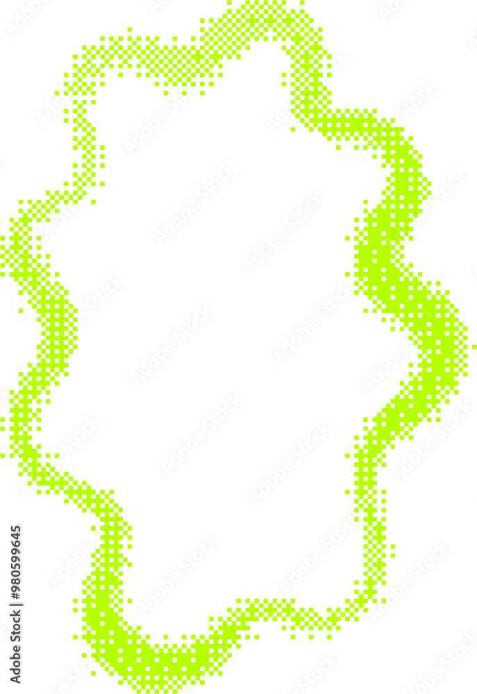 Poster pixel pattern texture wavy frame. bitmap dotted retro abstract border. neon grainy glitch shape. dit