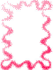 Pixel pattern texture wavy frame. Bitmap dotted retro abstract border. Neon grainy glitch shape. Dither squiggle geometric element