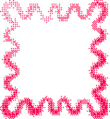 Pixel pattern texture wavy frame. Bitmap dotted retro abstract border. Neon grainy glitch shape. Dither squiggle geometric element
