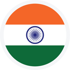 Fototapeta premium Flag of India. Round flat flag icon on transparent background. Vector icon for mobile apps, UI or web design