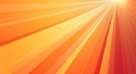 Fototapeta premium Sunburst background. The background is orange, with rays of light shining down from the center. The sun shines brightly in the middle and creates an abstract pattern. 
