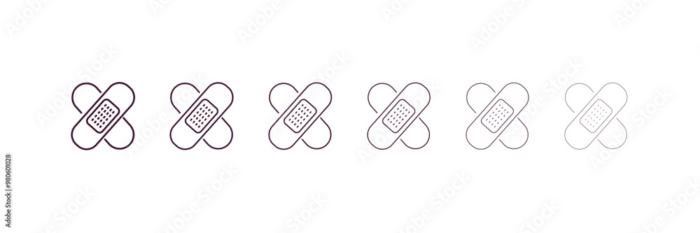 Poster plastering outline icon. linear vector from medical concept. 6 different line style plastering icon 