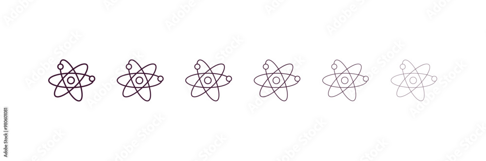 Poster atomic structure outline icon. linear vector from medical concept. 6 different line style atomic str