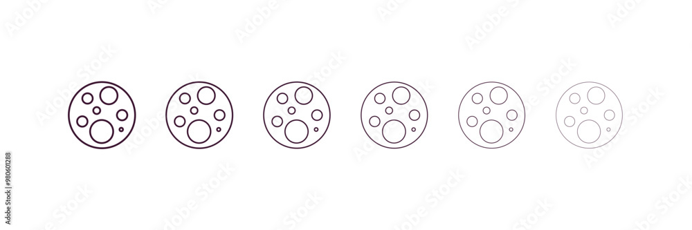 Poster cells in a circle outline icon. linear vector from medical concept. 6 different line style cells in 