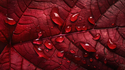 Obraz premium The Red Leaf with Droplets