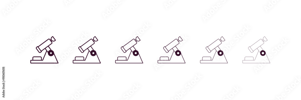 Poster microscope tool outline icon. linear vector from medical concept. 6 different line style microscope 