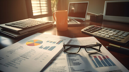 Accountant A calculator and financial reports