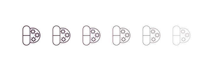 antibiotic outline icon. Linear vector from medical concept. 6 different line style antibiotic icon included thin, light, regular, medium, bold, black