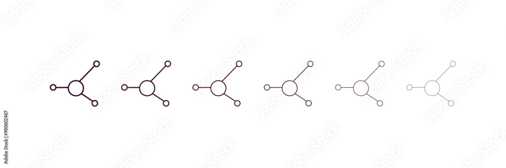 Poster molecular configuration outline icon. linear vector from medical concept. 6 different line style mol