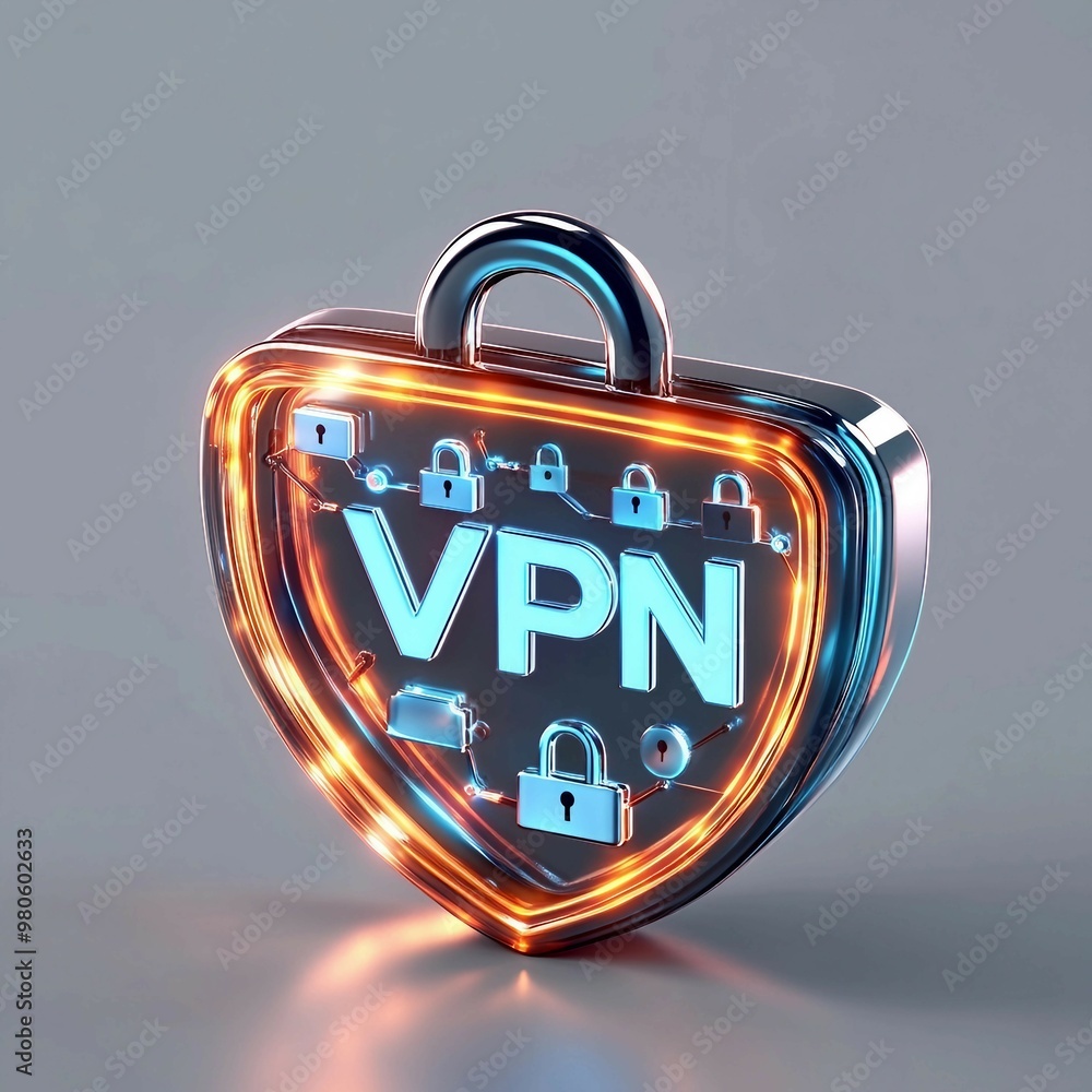 Aufkleber shield with the text vpn virtual private network, the concept of internet data privacy, security, an