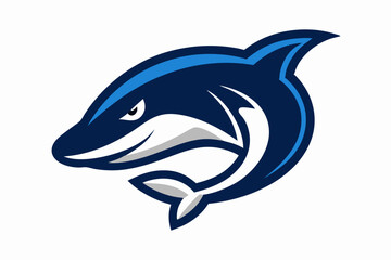 Fototapeta premium Stylized shark logo design with blue colors on a white background 