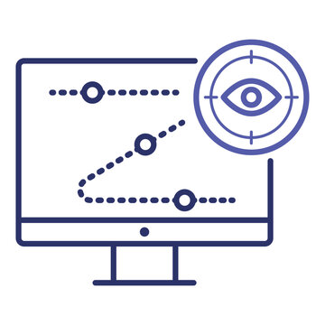 Simple thin line eye Tracking icon. Monitor with eye icon. representing eye tracking technology for user interaction and research.