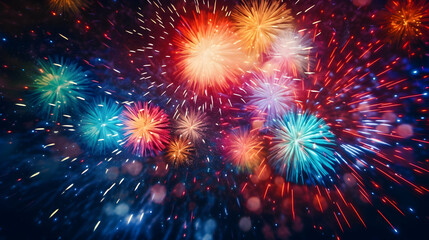 Fototapeta premium Exploding fireworks in a kaleidoscope of colors