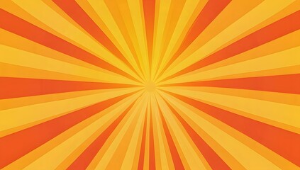 Fototapeta premium Flat sunburst background with yellow and red rays, 