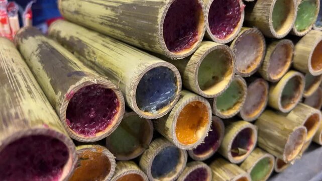 rice sweets Beech scrolls with multi-colored rice