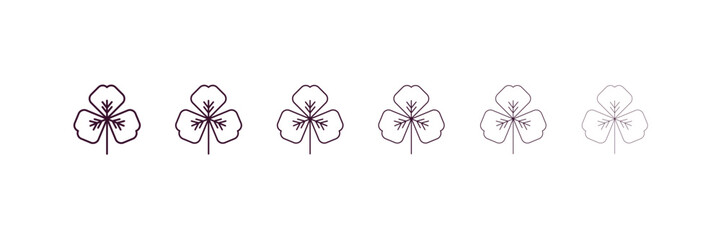 trifoliate ternate outline icon. Linear vector from nature concept. 6 different line style trifoliate ternate icon included thin, light, regular, medium, bold, black