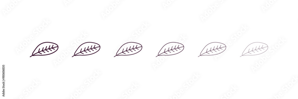 Poster lemon leaf outline icon. linear vector from nature concept. 6 different line style lemon leaf icon i