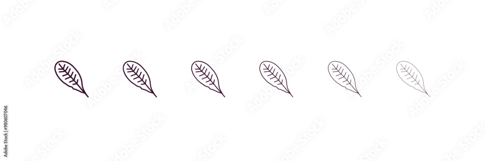 Poster nut leaf outline icon. linear vector from nature concept. 6 different line style nut leaf icon inclu