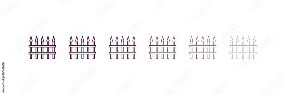 Poster fences outline icon. linear vector from nature concept. 6 different line style fences icon included 