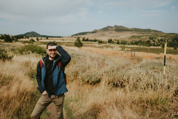 person walking in the woods