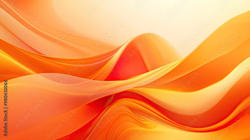 Poster a dynamic abstract orange background with bright curves and fluid gradients, representing warmth and