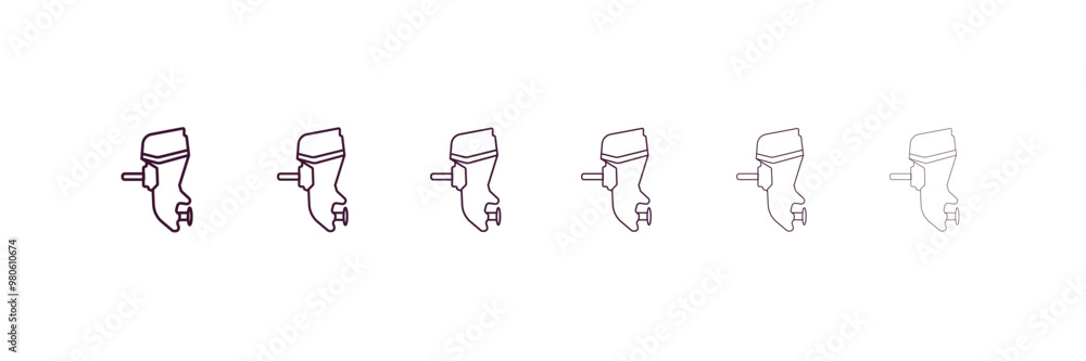Aufkleber boat engine outline icon. linear vector from nautical concept. 6 different line style boat engine ic