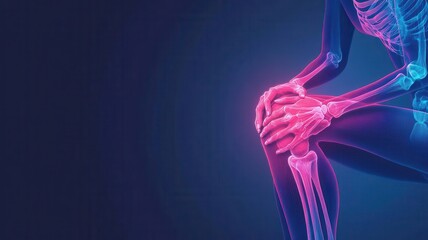 Birds-eye view of a person clutching their knee, realistic digital art style, sharp detail, vivid colors, conveying a sense of pain and discomfort