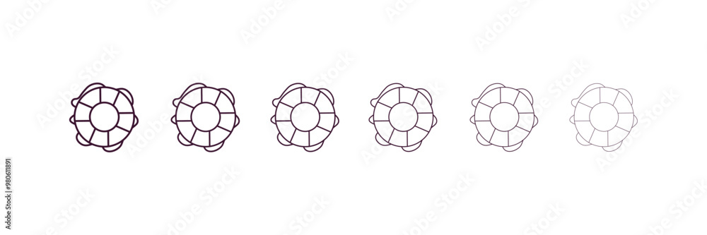 Poster prawn facing left outline icon. linear vector from nautical concept. 6 different line style prawn fa