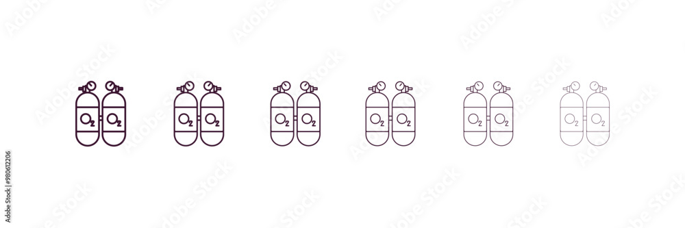 Poster submarine facing right outline icon. linear vector from nautical concept. 6 different line style sub
