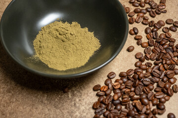 coffee beans on a matcha	