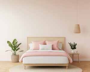 Neutral minimalist kids' bedroom with a small bed, soft pastel tones, and clean lines, kids' room design, spacious layout