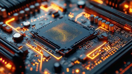 Obraz premium Glowing Motherboard with Processor