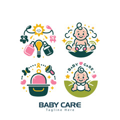 Fototapeta premium Logo Baby Care logo design Cute Baby Logo Design baby shop icon logo generative ai 