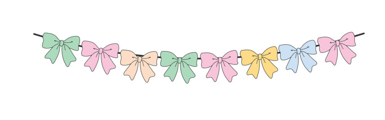 Cute colorfull bow garland party vector