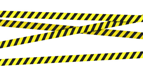 Police Tape, Yellow and Black Stripes, Attention, Caution, Warning, Crossed Stretched Caution Ribbon