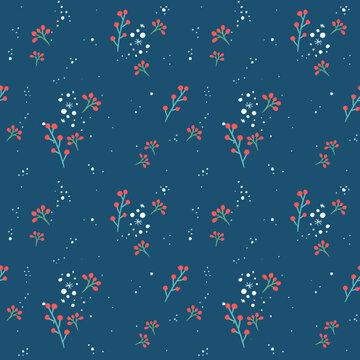 Christmas winter floral seamless pattern. New Year's decor. Festive pattern for your design.