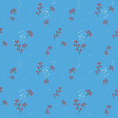 Christmas winter floral seamless pattern. New Year's decor. Festive pattern for your design.