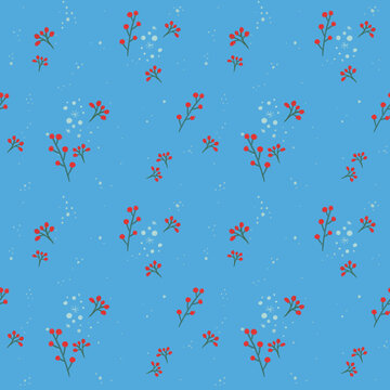Christmas winter floral seamless pattern. New Year's decor. Festive pattern for your design.