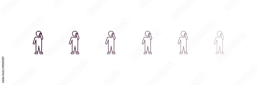 Aufkleber man talking with phone outline icon. linear vector from people concept. 6 different line style man t